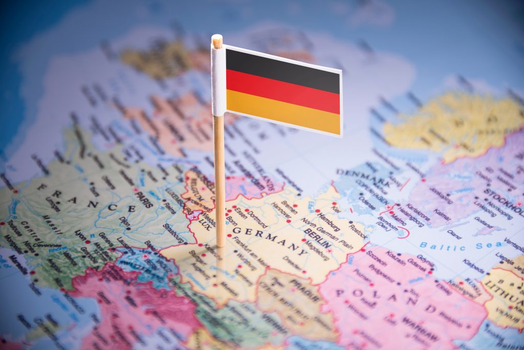 Moderne werkplek in Duitsland illustrerend GmbH kantoor inrichting