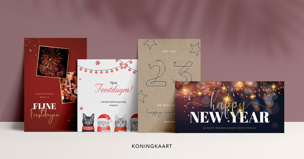 Zakelijke kerstkaarten met stijlvolle folie afdruk van Koningkaart voor professionele kerstwensen
